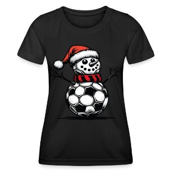 Snowman with Christmas Soccer Balls - Women's Functional T-Shirt - black - Front - AI Model Female 172 light (172cm)