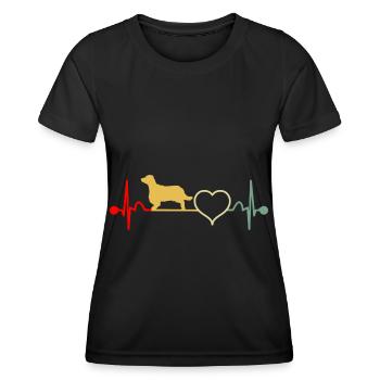 Welsh Springer Spaniel Vintage Heartbeat - T-shirt sport Femme - noir - Devant - AI Model Female 172 light (172cm)
