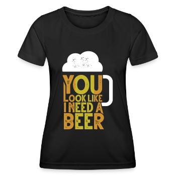 Bier Humor Lustiger Spruch Lustiges Geschenk - Frauen Funktions-T-Shirt - Schwarz - Vorne - AI Model Female 172 light (172cm)