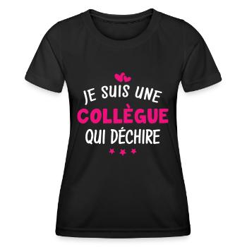 Je suis une collègue qui déchire - T-shirt sport Femme - noir - Devant - AI Model Female 172 light (172cm)