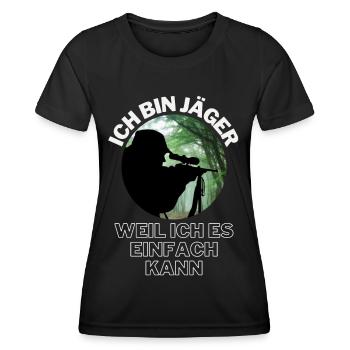 Jagd Jäger Wildschwein REH Hirsch Jägerin jagen - Frauen Funktions-T-Shirt - Schwarz - Vorne - AI Model Female 172 light (172cm)