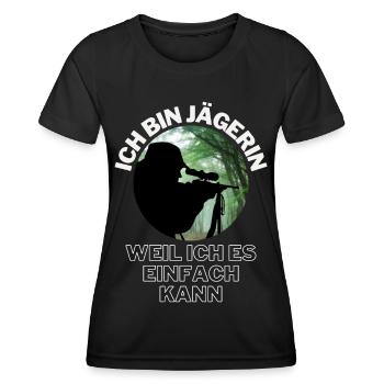 Jagd Jäger Wildschwein REH Hirsch Jägerin jagen - Frauen Funktions-T-Shirt - Schwarz - Vorne - AI Model Female 172 light (172cm)