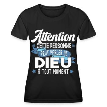 Dieu Christ Religion Bible Jésus Chrétien Humour - T-shirt sport Femme - noir - Devant - AI Model Female 172 light (172cm)
