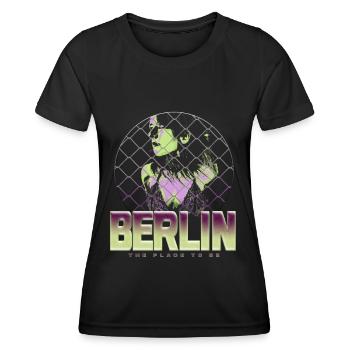 Berlin the place to be tshirt frau techno - Frauen Funktions-T-Shirt - Schwarz - Vorne - AI Model Female 172 light (172cm)
