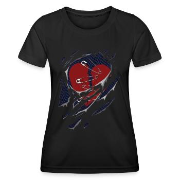 Gebrochenes Herz und Sicherheitsnadeln zerissen - Frauen Funktions-T-Shirt - Schwarz - Vorne - AI Model Female 172 light (172cm)