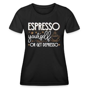 Espresso Yourself Barista Kaffee - Frauen Funktions-T-Shirt - Schwarz - Vorne - AI Model Female 172 light (172cm)