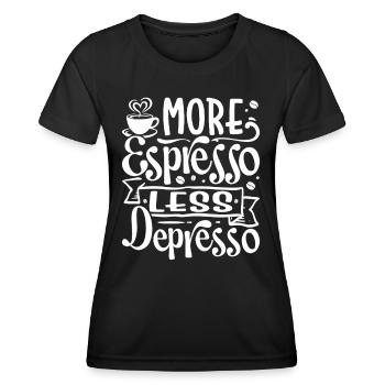More Espresso Less Depresso Coffee - Frauen Funktions-T-Shirt - Schwarz - Vorne - AI Model Female 172 light (172cm)