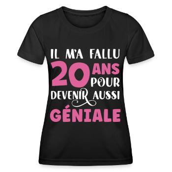 Anniversaire 20 ans Idée Cadeau Citation Humour - T-shirt sport Femme - noir - Devant - AI Model Female 172 light (172cm)