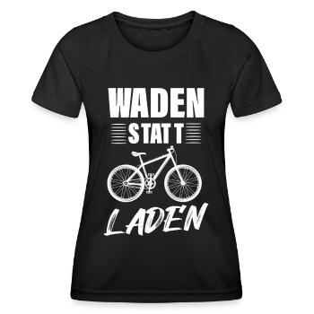 Waden Statt Laden, Anti E-Bike - Frauen Funktions-T-Shirt - Schwarz - Vorne - AI Model Female 172 light (172cm)