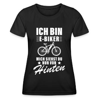 Ich bin E-Biker mich siehst du nur von hinten - Frauen Funktions-T-Shirt - Schwarz - Vorne - AI Model Female 172 light (172cm)