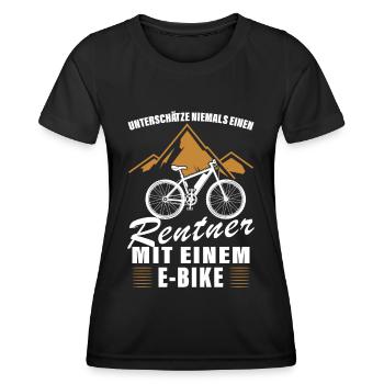 Unterschätze niemals einen Rentner mit einem EBike - Frauen Funktions-T-Shirt - Schwarz - Vorne - AI Model Female 172 light (172cm)