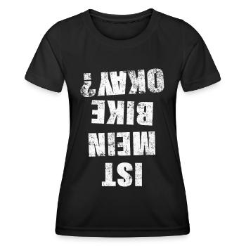 Is My Bike Okay Funny Cyclist - Women's Functional T-Shirt - black - Front - AI Model Female 172 light (172cm)