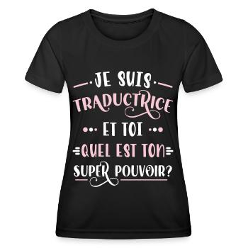 Traductrice Idée Cadeau Métier Citation Traduction - T-shirt sport Femme - noir - Devant - AI Model Female 172 light (172cm)