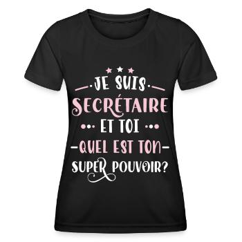 Secrétaire Idée Cadeau Métier Citation Humour - T-shirt sport Femme - noir - Devant - AI Model Female 172 light (172cm)