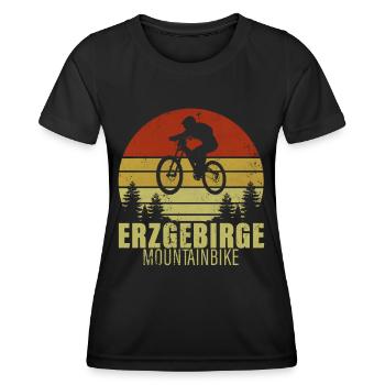 Erzgebirge Mountainbike Fahrrad fahren in Sachsen - Frauen Funktions-T-Shirt - Schwarz - Vorne - AI Model Female 172 light (172cm)