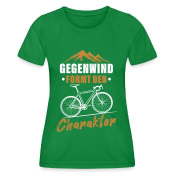 Gegenwind formt den Charakter - Frauen Funktions-T-Shirt - Kelly Green - Vorne - AI Model Female 172 dark (172cm)