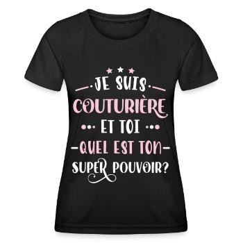 Couturière Idée Cadeau Couture Tricot Citation - T-shirt sport Femme - noir - Devant - AI Model Female 172 light (172cm)