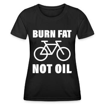 Burn Fat Not Oil Klimawandel Klimaschutz Fahrrad - Frauen Funktions-T-Shirt - Schwarz - Vorne - AI Model Female 172 light (172cm)