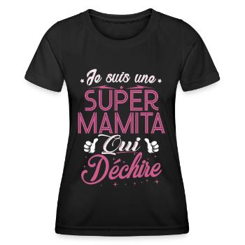 Grand-Mère Je suis une Super Mamita qui Déchire - T-shirt sport Femme - noir - Devant - AI Model Female 172 light (172cm)