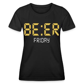 BIÈRE Vendredi - T-shirt sport Femme - noir - Devant - AI Model Female 172 light (172cm)