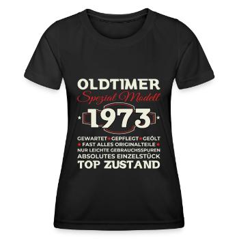Oldtimer 1973 50. Geburtstag Geschenk Herren - Frauen Funktions-T-Shirt - Schwarz - Vorne - AI Model Female 172 light (172cm)
