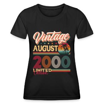 Vintage 2000 August 22nd Birthday Gift Fun - Women's Functional T-Shirt - black - Front - AI Model Female 172 light (172cm)