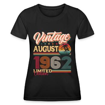 Vintage 1962 August 60th Birthday Gift Fun - Women's Functional T-Shirt - black - Front - AI Model Female 172 light (172cm)