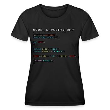 Le code, c’est de la poésie.CPP - T-shirt sport Femme - noir - Devant - AI Model Female 172 light (172cm)