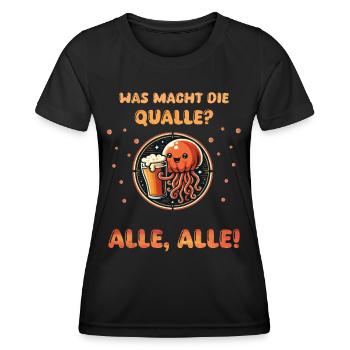 Que fait la méduse - bière ALL cadeau drôle - T-shirt sport Femme - noir - Devant - AI Model Female 172 light (172cm)