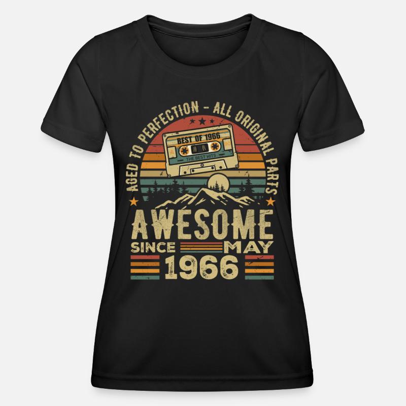 May 1966 Birthday May 1966 Retro Gift - Women's Functional T-Shirt - black