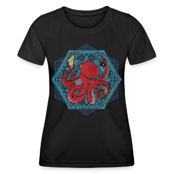 Board Game Card Game Drafting Dice Octopus Red - Women's Functional T-Shirt - black - Front - AI Model Female 172 light (172cm)