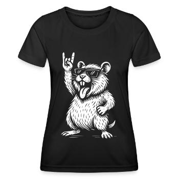 Metal Music Rock Musik Hamster Heavy Metal - Frauen Funktions-T-Shirt - Schwarz - Vorne - AI Model Female 172 light (172cm)