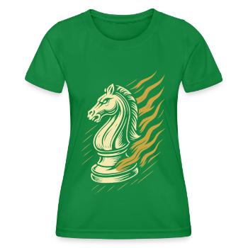 Chess Player Knight Figure Board Game - Women's Functional T-Shirt - kelly green - Front - AI Model Female 172 dark (172cm)