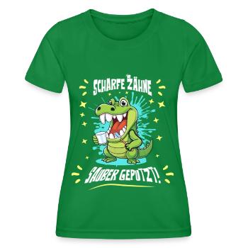Hygiène dentaire crocodile - T-shirt sport Femme - vert - Devant - AI Model Female 172 dark (172cm)