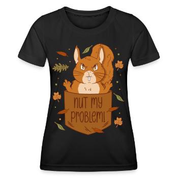 Eichhörnchen Brusttasche - Nut my problem - Frauen Funktions-T-Shirt - Schwarz - Vorne - AI Model Female 172 light (172cm)