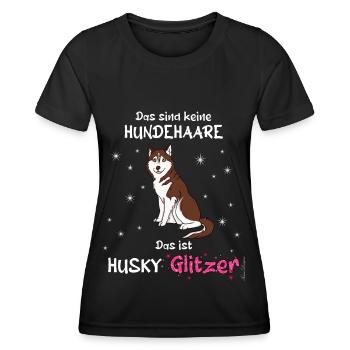 Keine Hundehaare das ist Husky Glitzer - Frauen Funktions-T-Shirt - Schwarz - Vorne - AI Model Female 172 light (172cm)