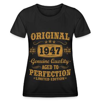 Original vintage 1947 né vintage anniversaire - T-shirt sport Femme - noir - Devant - AI Model Female 172 light (172cm)