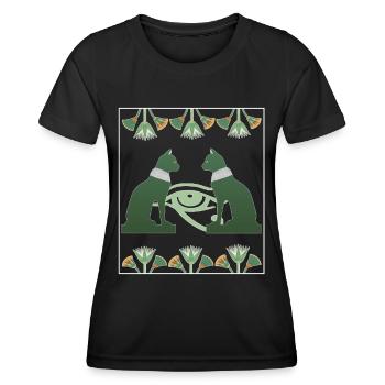 Déesse du chat Bastet et Horus Eye, Art Egypte - T-shirt sport Femme - noir - Devant - AI Model Female 172 light (172cm)