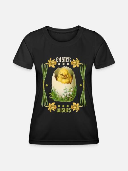 Ostern, Frohe Ostern, Retro-Vintage Ei Küken - Frauen Funktions-T-Shirt - Schwarz