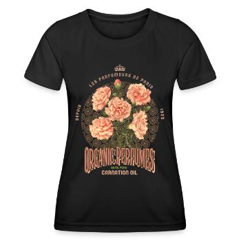 Parfüm Nelken Vintage-Plakat, alte Reklame - Frauen Funktions-T-Shirt - Schwarz - Vorne - AI Model Female 172 light (172cm)