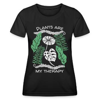 Plant-Therapy, lustiger Spruch, Pflanzen - Frauen Funktions-T-Shirt - Schwarz - Vorne - AI Model Female 172 light (172cm)