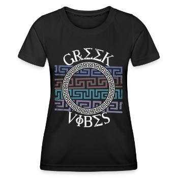 Modèle grec, Grèce - T-shirt sport Femme - noir - Devant - AI Model Female 172 light (172cm)