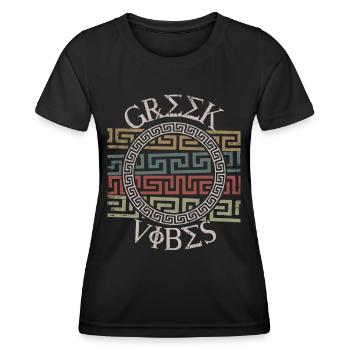 Modèle grec, Grèce - T-shirt sport Femme - noir - Devant - AI Model Female 172 light (172cm)