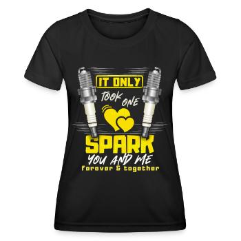 Spark plugs, Spark plug, Valentine's Day slogan - Women's Functional T-Shirt - black - Front - AI Model Female 172 light (172cm)