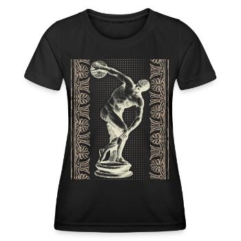 Grèce, lanceur de disque, méandre grec - T-shirt sport Femme - noir - Devant - AI Model Female 172 light (172cm)