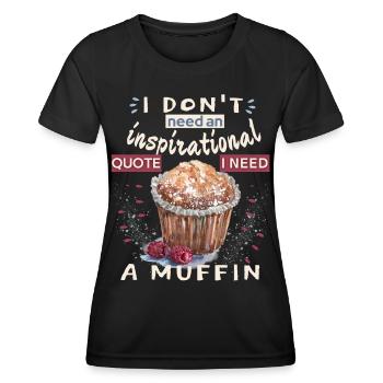 Muffin funny saying in vintage style - Women's Functional T-Shirt - black - Front - AI Model Female 172 light (172cm)