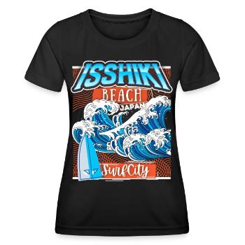 Japan, Isshiki Beach, Surfing Hokusai Wave - Women's Functional T-Shirt - black - Front - AI Model Female 172 light (172cm)
