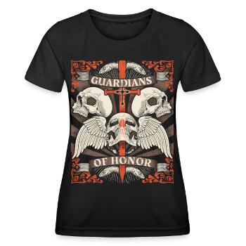 Vintage-Skull Totenkopf Biker-Design mit Schlangen - Frauen Funktions-T-Shirt - Schwarz - Vorne - AI Model Female 172 light (172cm)