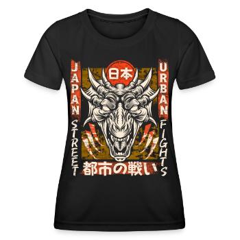 Japan, Japanese, Urban Street Fight, Dragon - Women's Functional T-Shirt - black - Front - AI Model Female 172 light (172cm)