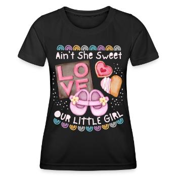 Bébé, bébé fille bébé fille disant avec arc-en-ciel - T-shirt sport Femme - noir - Devant - AI Model Female 172 light (172cm)